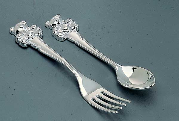 engravable baby spoon set teddy bear